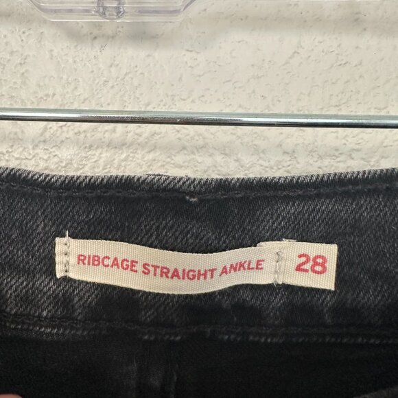Levi's Ribcage Straight Ankle Jeans High Rise Charcoal Black Women's 28 28x27 - Picture 3 of 9